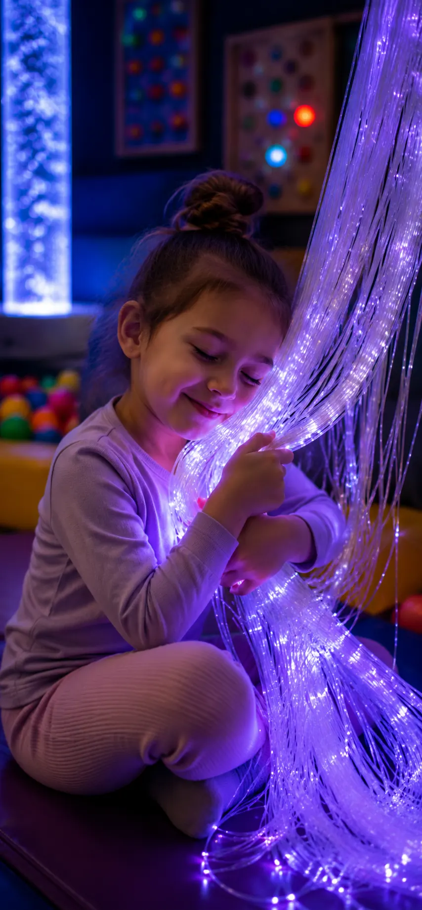 Happy girl holding sensory lights